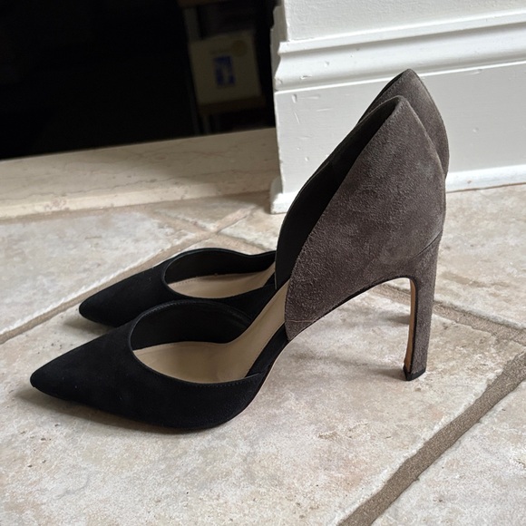 Via Spiga Two-Tone Black and Grey Suede Leather Heels - Picture 2 of 5